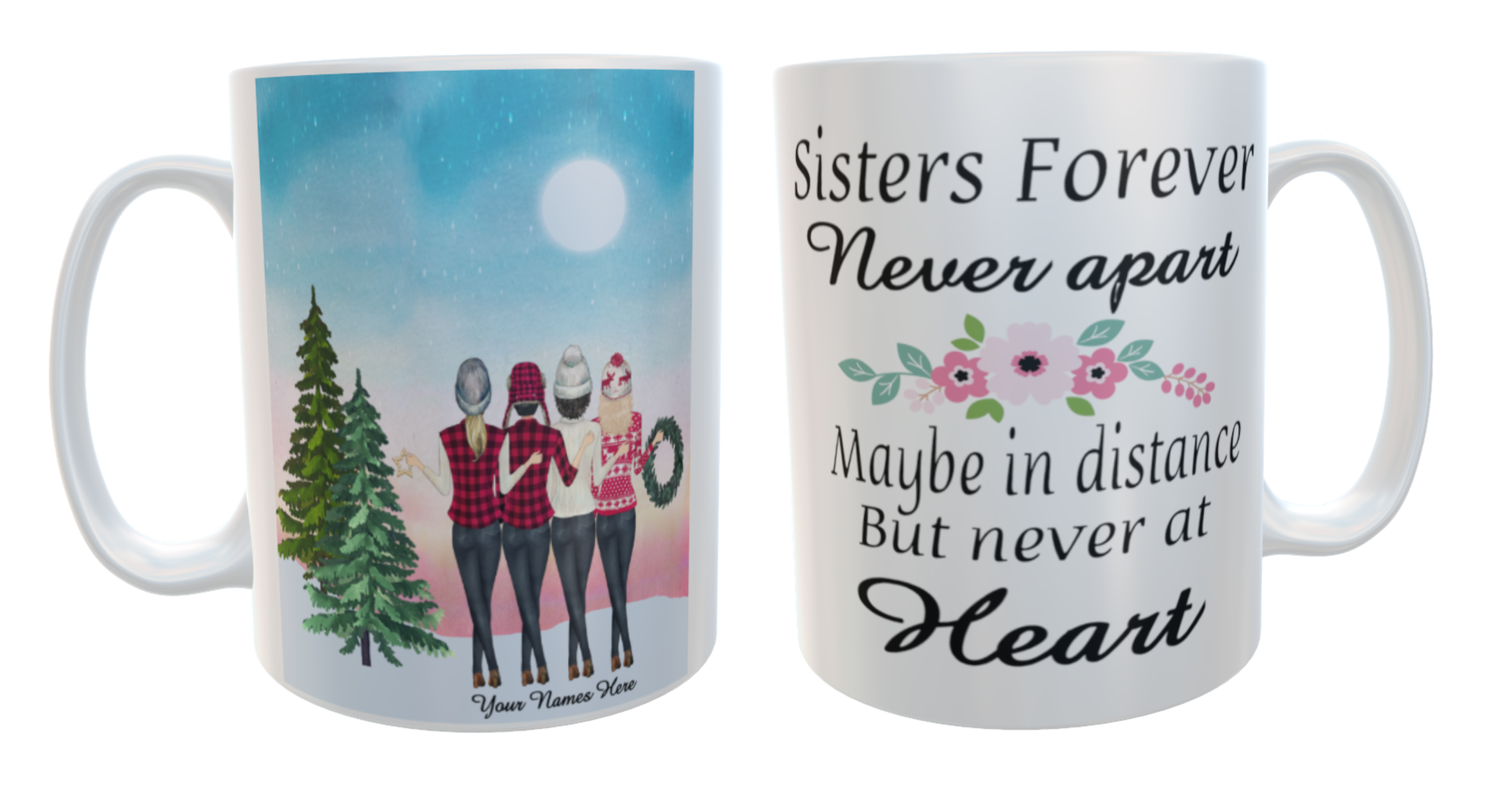 Winter Days Sisters Forever Mug, Custom Sisters Mug